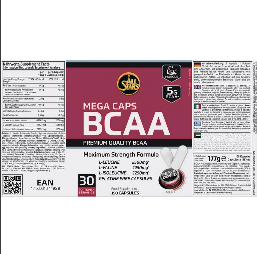All Stars BCAA Powder, 500 g Dose